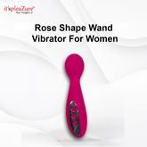 Rose Shape Wand Vibrator for women on a white background with 'it's pleAZure' branding.